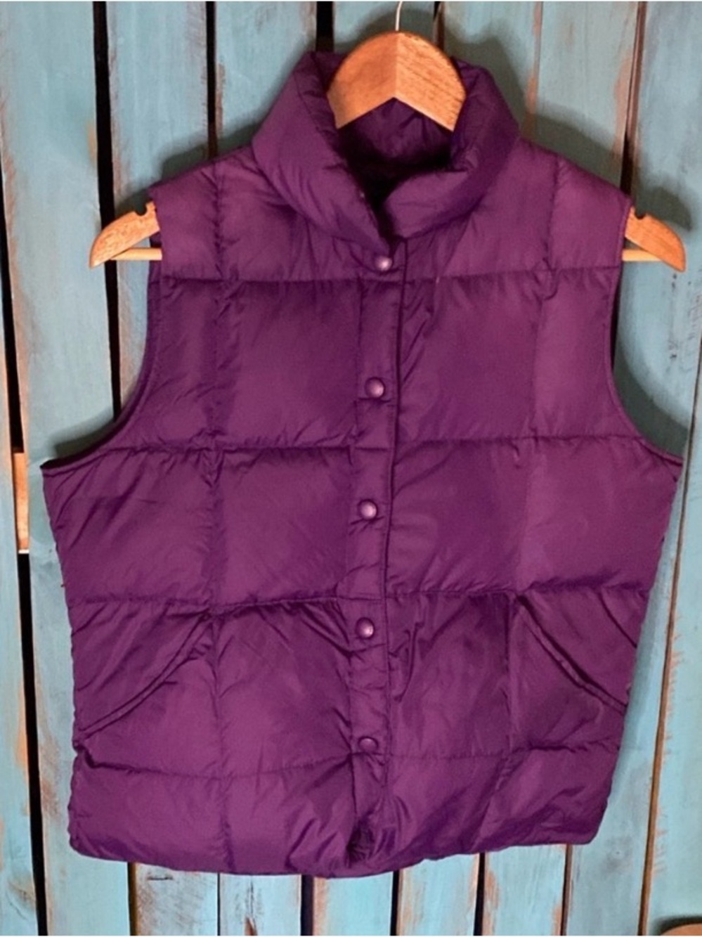 Lands’ End down puffer vest size small 6-8 purple